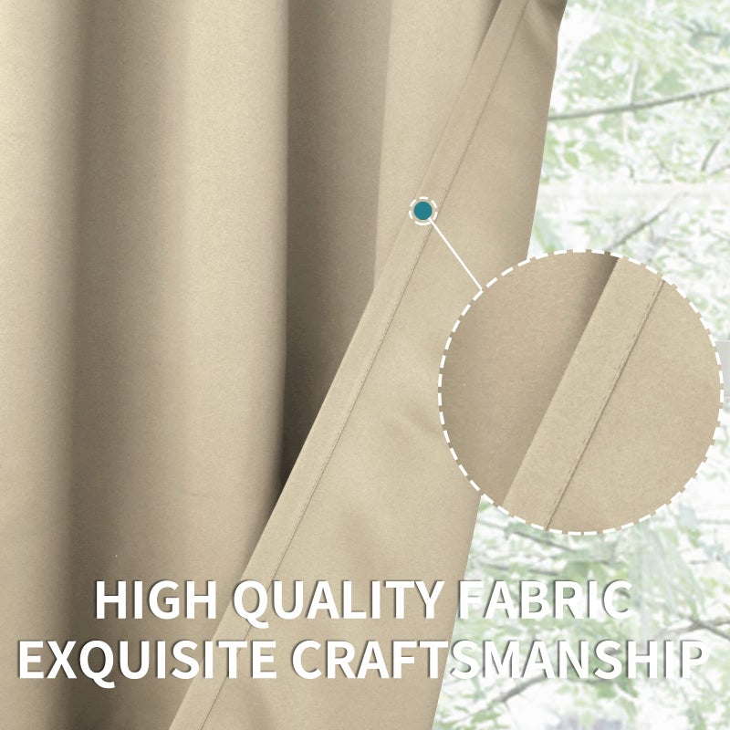 BGment Beige Room Darkening Curtains 84 Inches Length - Rod Pocket Thermal Insulated Blackout Curtain Drapes for Bedroom Living Room, 42 x 84 Inch, 2 Panels, Beige - Image 5